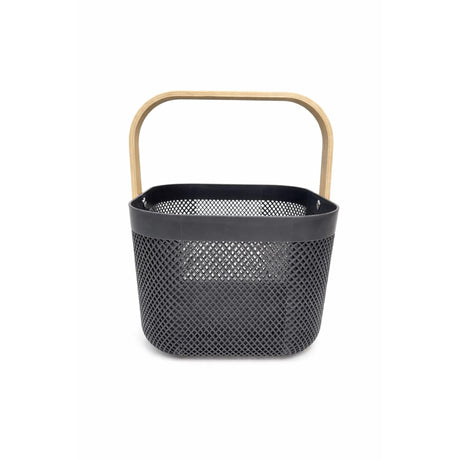 Cesta de plástico con mango de madera 24,5x24xh17,5cm