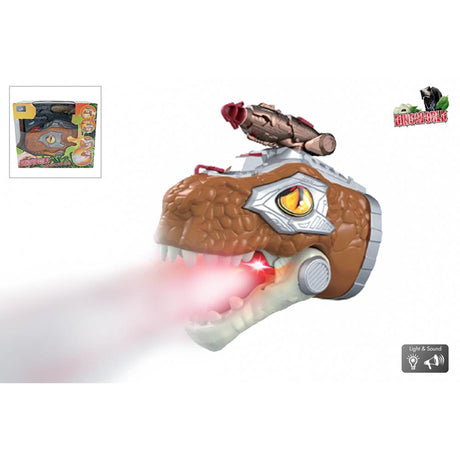 Dinoworld marioneta de mano dinosaurio con vapor luz y sonido 17cm