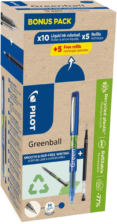 Rodillo piloto de bolas verdes | punto medio | 10 rodillos + 10 recambios | medio | azul