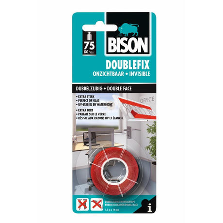 Bison doublefix cinta de montaje de doble cara invisible 19mm x 1,5m