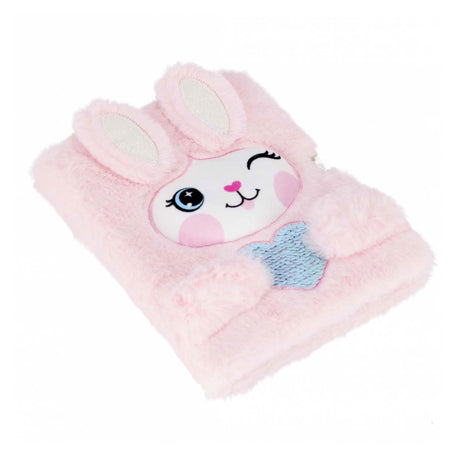 Diario de peluche diablillo con corazón de conejo y candado, a5