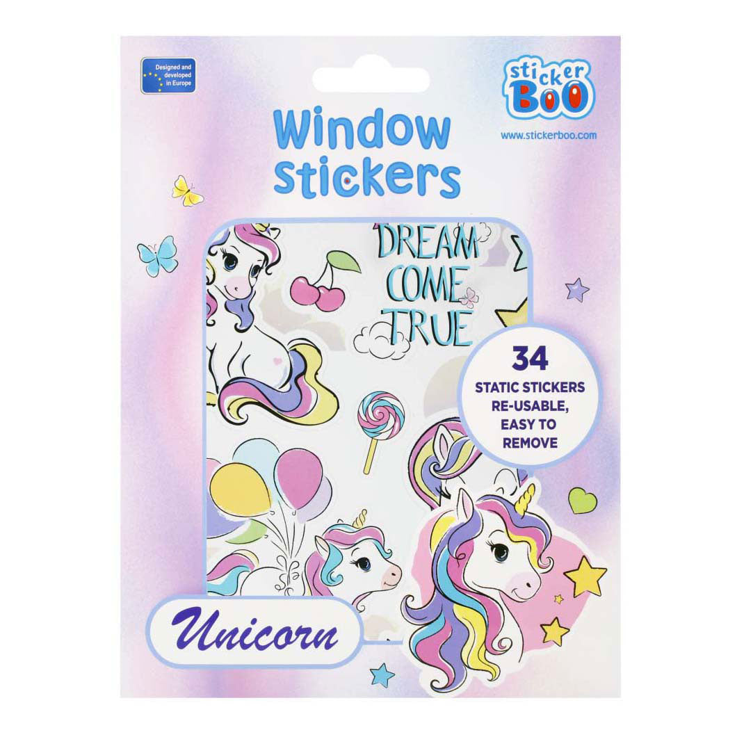 Vinilos para ventana unicornio, 16x21cm