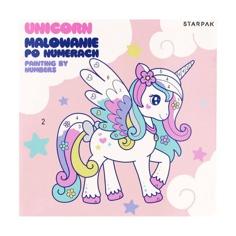 Pintura por números unicornio 20x20cm, 6 colores