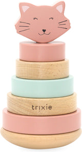 Trixie torre apilable de madera - mrs. gato - juguete apilable de madera - juguetes educativos - para niños niñas - gato