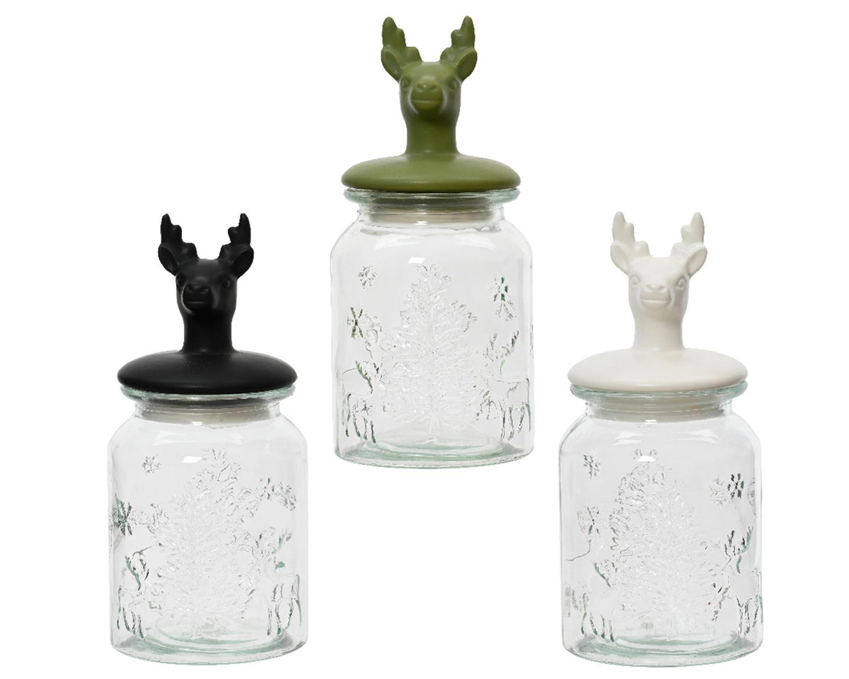Tarro de cristal Decoris con tapa de cabeza de ciervo