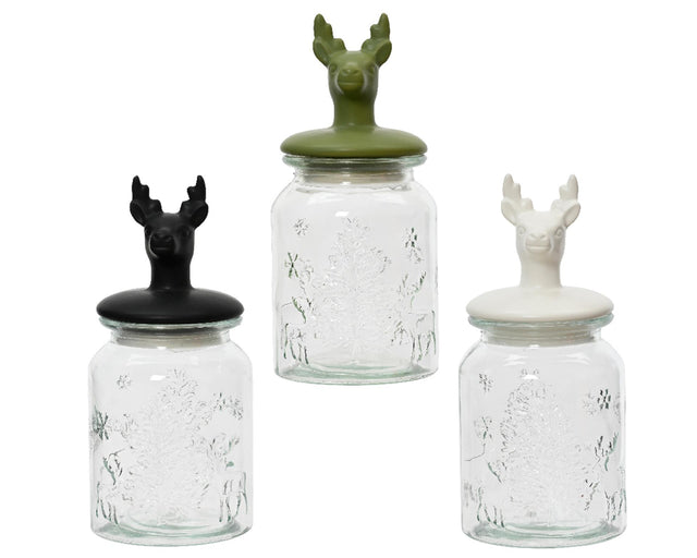 Tarro de cristal Decoris con tapa de cabeza de ciervo