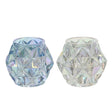 Decoris portavelas vidrio iridiscente azul transparente dia7,6x7cm