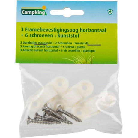 Bolsa Umefa con ojo de montaje de 3 marcos de plástico blanco + 6 tornillos en horizontal