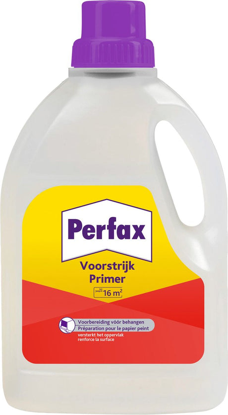 Imprimación perfax 1l | preparación para resultados perfectos del papel pintado | mejora la adherencia y nivela la superficie | apto para 17m2 | fácil de aplicar.