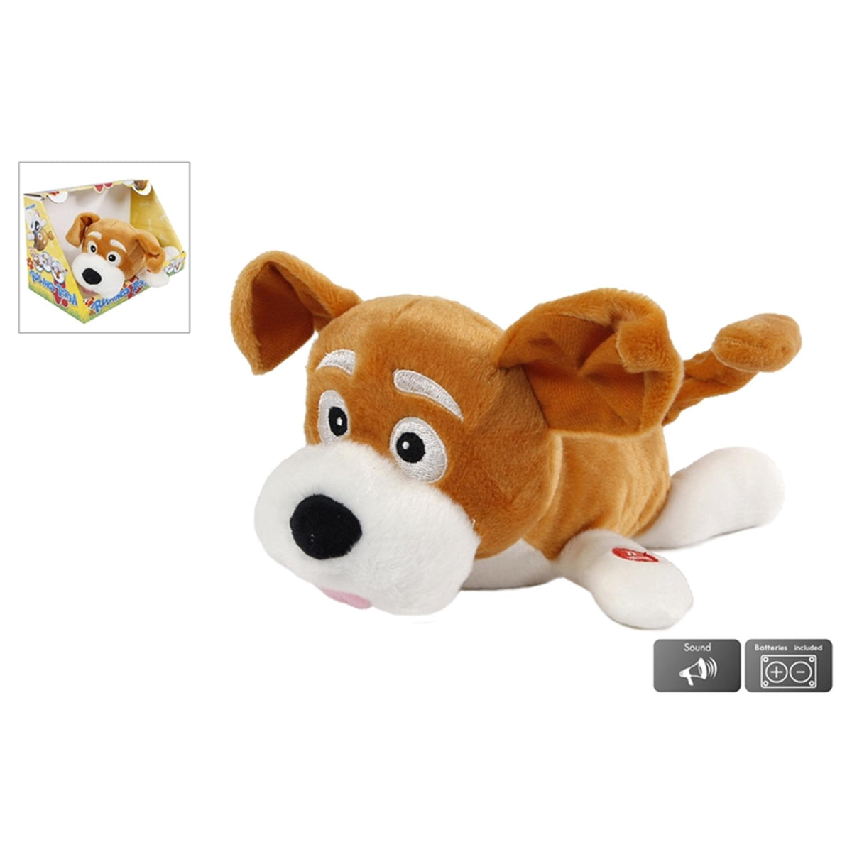 Peluche perro rodante con sonido 28cm incl. pilas