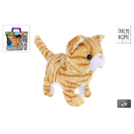 Gato caminante Llévame a casa - gatito de peluche de 21 cm - maullando y meneando la cola