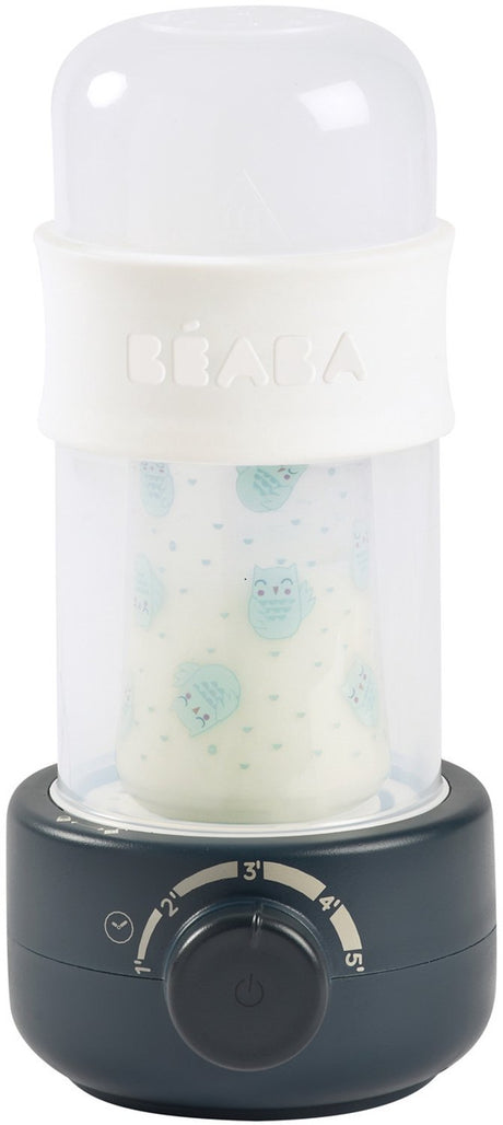 Béaba segundo calentador de biberones de leche para bebés - calienta biberones compacto y esterilizador para llevar - biberón calentado en 2 minutos y papilla en 5 - temporizador preciso - zona aislada contra quemaduras - azul