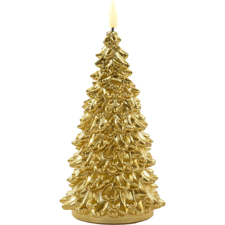 Anna's Collection Vela LED de Cera Árbol de Navidad Llama 3D con Pilas 2XAA y Temporizador 9,5x20 cm Dorado