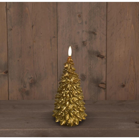 Anna's Collection Vela LED de Cera Árbol de Navidad Llama 3D con Pilas 2XAA y Temporizador 9,5x20 cm Dorado