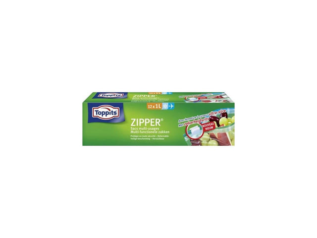 Bolsas multifuncionales con cremallera Toppits 1 litro, caja de 12 bolsas