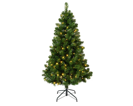 Árbol de Navidad artificial Everlands de pino imperial de 150 cm de altura, iluminado con 170 luces LED blancas cálidas integradas