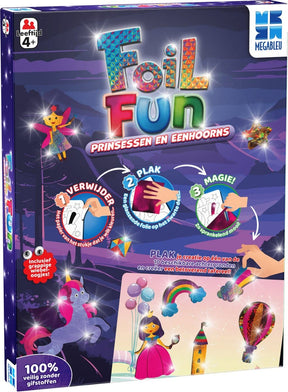 Megableu foil fun: princesas y unicornios - juego de manualidades creativo para niños - manualidades con papel de aluminio y pegatinas - hacer obras de arte sin ensuciar