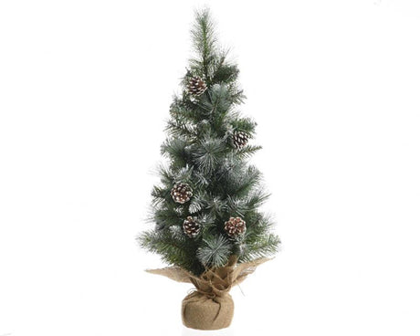 Everlands mini árbol de Navidad artificial de pino imperial de 60 cm con piñas y aspecto esmerilado
