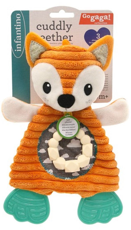 Infantino juguete para la dentición zorro peluche - juguetes sensoriales para bebés naranja blanco.