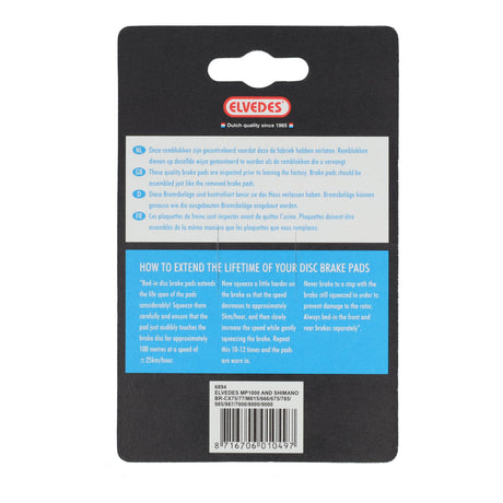 Conjunto de bloque de freno de disco Elvedes Organic Shimano BR-M666, M785, M985, M988, R785, RS785 (1 par)