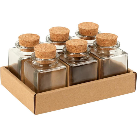 Excelente tarro de vidrio para artículos para el hogar con tapa de corcho 80ml 4,5x4,5xh8cm