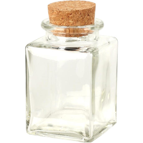 Excelente tarro de vidrio para artículos para el hogar con tapa de corcho 80ml 4,5x4,5xh8cm