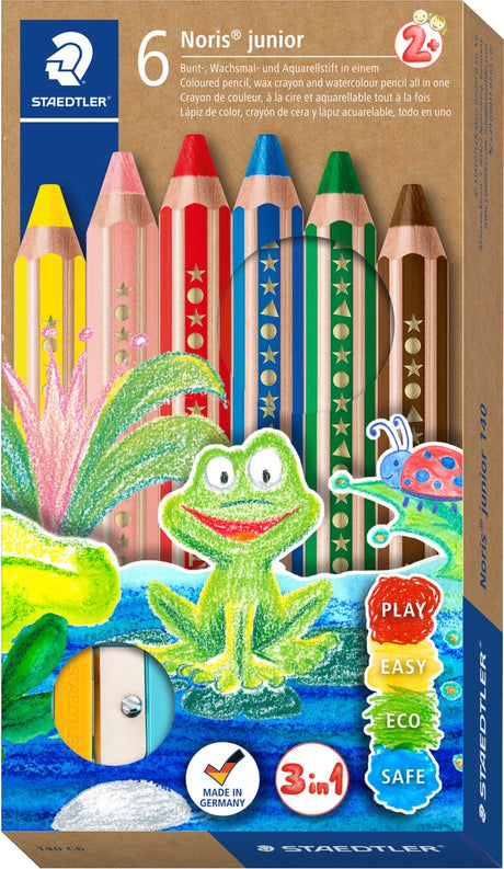 Staedtler noris junior - lápices de colores 3 en 1 - juego de 6 piezas