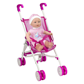Muñeco bebé con cochecito - 35cm