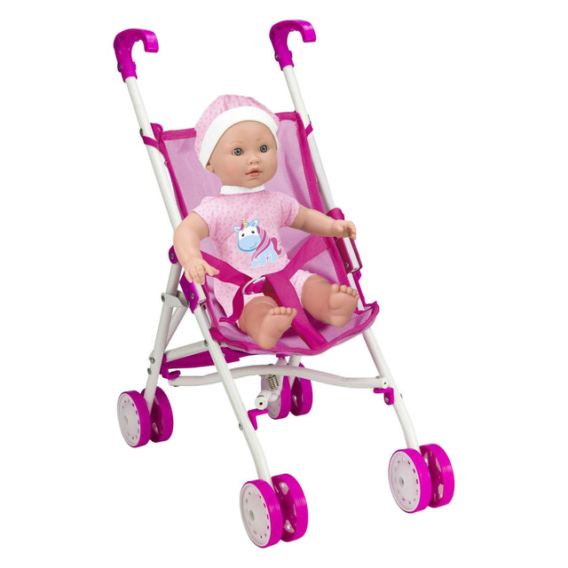 Muñeco bebé con cochecito - 35cm
