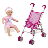 Muñeco bebé con cochecito - 35cm