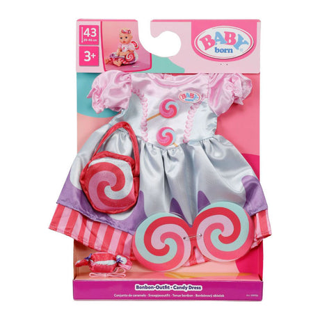 Conjunto de muñeca para bebé, vestido colorido de caramelo, ropa para muñeca de 43cm. m