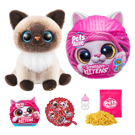 Pets alive zuru smitten kitten knuffel - met 10 geluiden - verrassingsitem