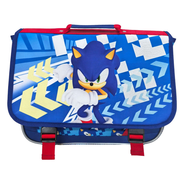 Mochila escolar Sonic con 2 compartimentos y bolsillo frontal