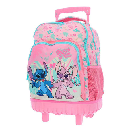 Mochila trolley disney stitch love 3 compartimentos con bolsillos laterales