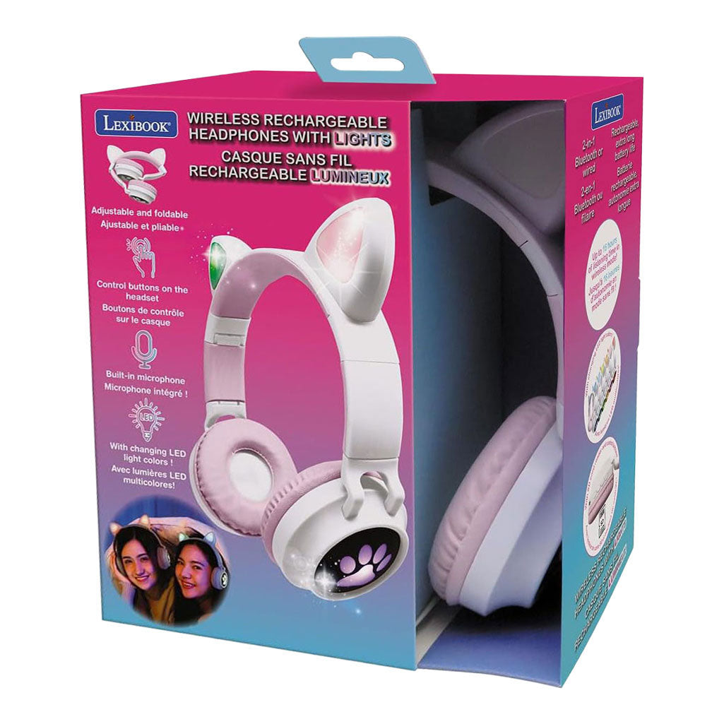 Auriculares Bluetooth 2 en 1 con orejas de gato ligeras