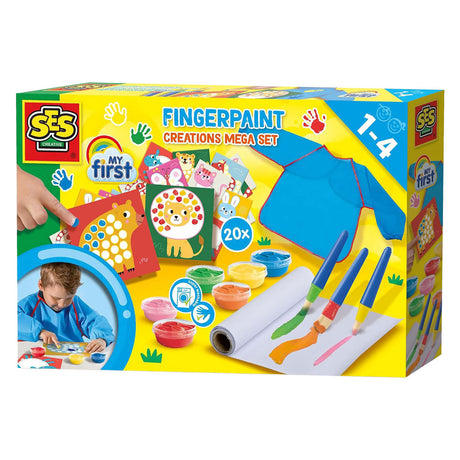 Ses creative - mi primera creación de pintura con los dedos - mega set de manualidades para niños a partir de 1 año - incluye pintura y tarjetas de colores - perfecto para pequeños artistas