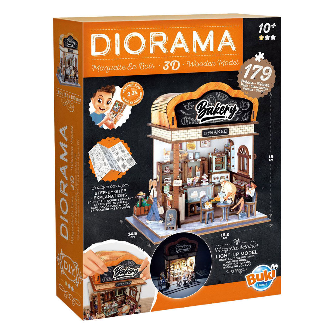 Kit de construcción de madera diorama panadería - 179 piezas.