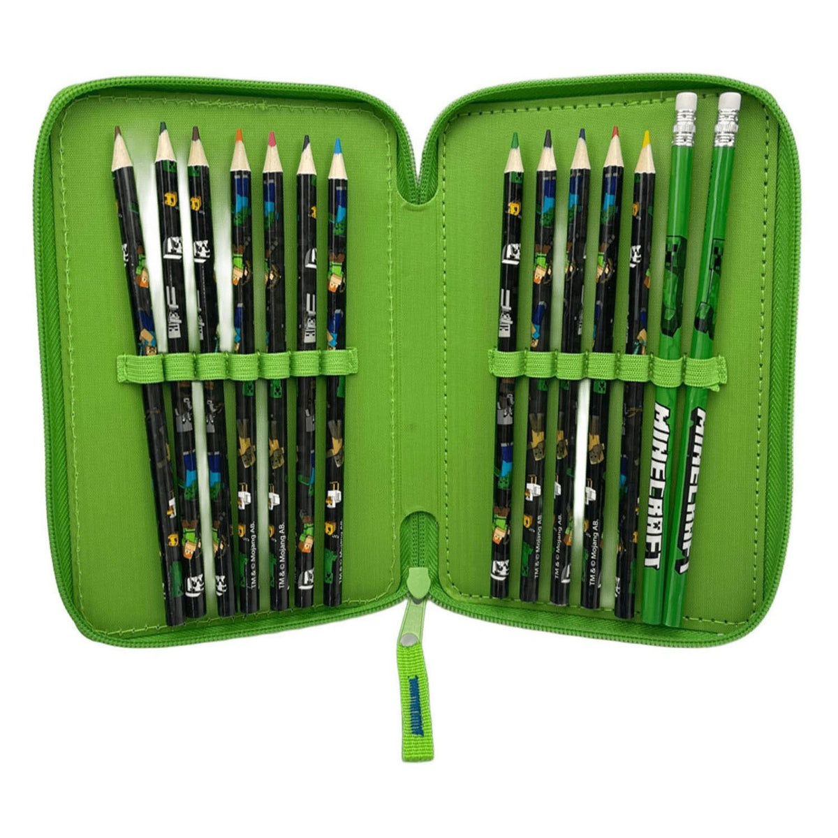 Estuche relleno de Minecraft con 2 compartimentos