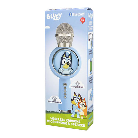 OTL Technologies Bluey - micrófono de karaoke inalámbrico para niños - pantalla LED iluminada - altavoz - distorsión de voz