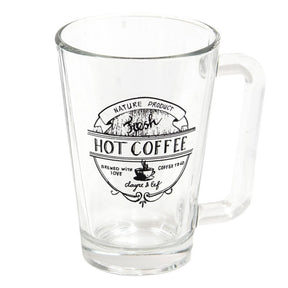Clayre eef taza de cristal transparente con texto negro café caliente 11x8x12cm 250ml