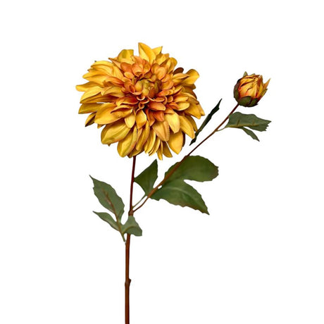 Roberts collection flor artificial flor artificial rama de dalia 1x abierto + capullo 80cm amarillo ocre