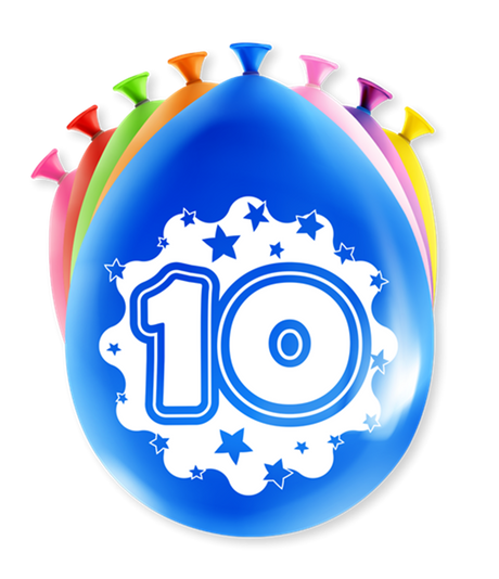 Globos con números Paperdreams - 10 años 8 piezas 30cm