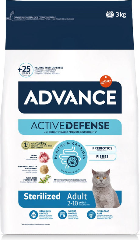 Advance - esterilizado - pavo - comida para gatos - 3 kg