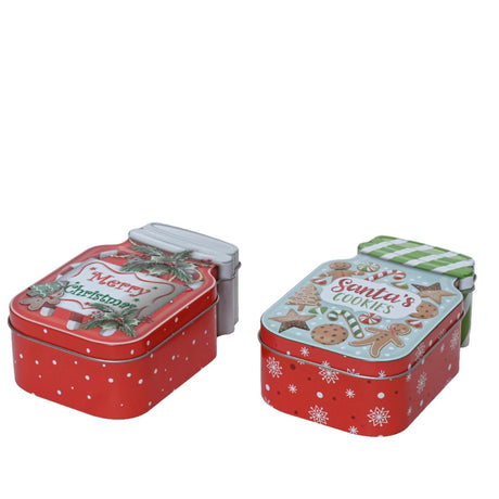 Decoris opbergblik kerst 15x9,6x5,3cm 2 assorti