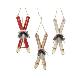 Decoris colgante navidad esquis madera 3,5x8x23cm 3 surtidos