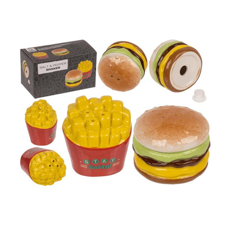 Ootb pepper salt set hamburguesa patatas fritas en caja 5,5x5,5x4,5cm