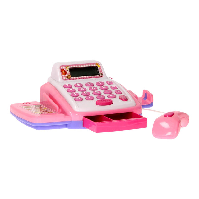 Caja registradora de juguete rosa