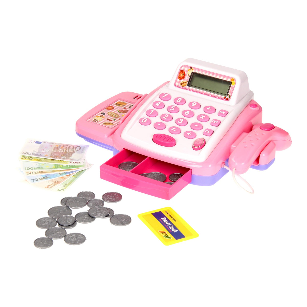Caja registradora de juguete rosa
