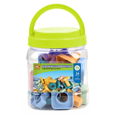Tornillos de construcción pastel en caja de almacenamiento, 24 uds.