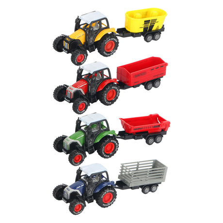 Tractor de fundición a presión con remolque y función de retroceso.